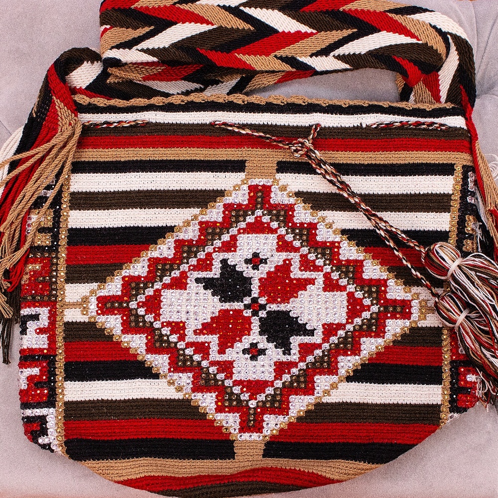 Handmade Red & Brown Patterned Shoulder Bag